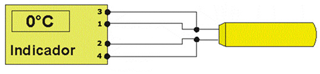 Ligação Pt100 à 4 fios